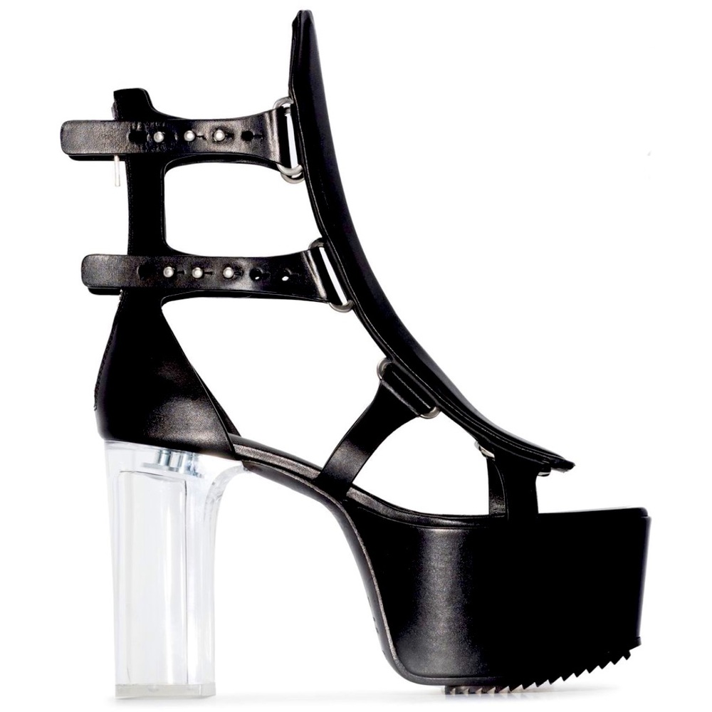 Rick Owen’s Platform Gladiator Pump with Lucite Block Heel Size EU 38 NIB